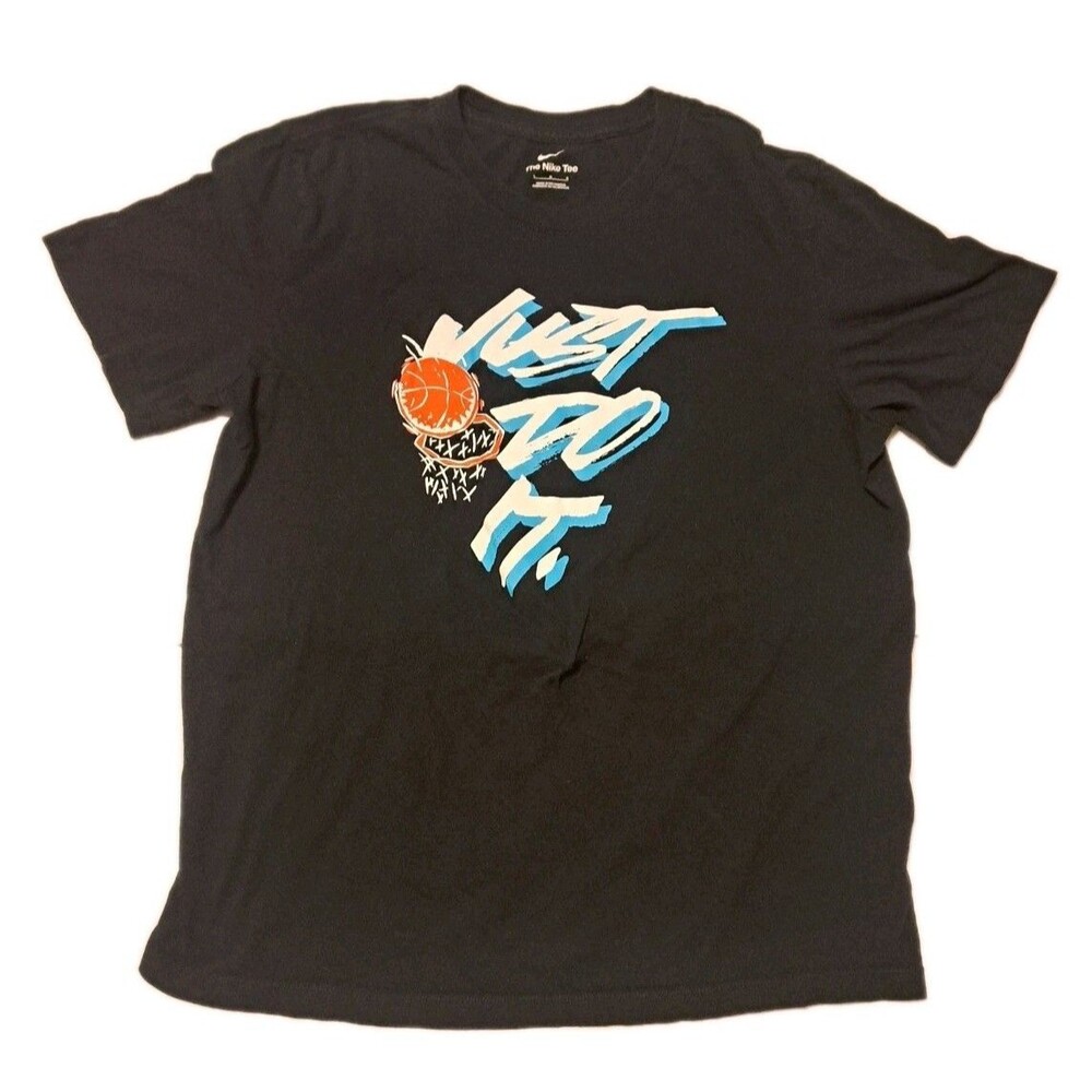 Nike Men’s Large Black Just Do It Graphic T-Shirt Carolina Blue White Basketball